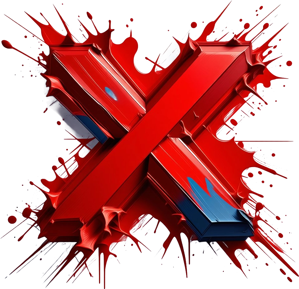 Red X with Splashes